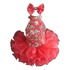 NEW Beautiful Sparkling Bling Rhinestone Baby Gown Flower Girl Pageant D…